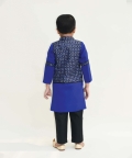 Blue And Black Embroidery Achkan With Black Pant Set
