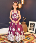Wine Embroidery One Piece Gown
