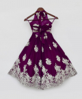 Wine Embroidery One Piece Gown