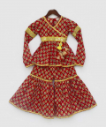 Red Printed Kurti Sharara