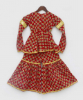 Red Printed Kurti Sharara