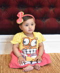 Yellow And Pink Linen Frock