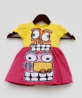 Yellow And Pink Linen Frock