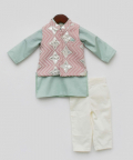 Pink Gotta Jacket And Kurta Pant