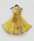 Yellow Printed Organza Lehenga Choli And Dupatta