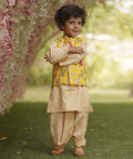Yellow Gotta Embroidery Jacket With Kurta And Dhoti