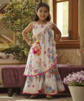 White Floral Print Kurti Sharara