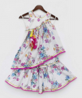 White Floral Print Kurti Sharara