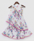 White Floral Print Kurti Sharara