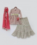 Coral Floral Print Kurti Sharara