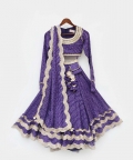 Purple Bandhej Scalup Lehenga Choli and Dupatta