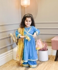 Turquoise Blue Velvet Kurti and Plazo Pant