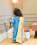 Turquoise Blue Velvet Kurti and Plazo Pant