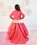 Coral Pink Net Gown with Shrug