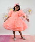 Neon Peach Flower Frock