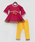 Pink Kurti with Yellow Salwar