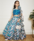 Teal Blue Embroidered Lehenga Choli