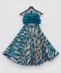 Teal Blue Embroidered Lehenga Choli