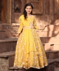 Yellow Parsi work Lehenga Choli