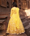 Yellow Parsi work Lehenga Choli