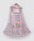 Pink Sequence Embroidery Crop Top Skirt 