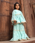 Blue Embroidery Kurti Sharara