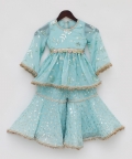 Blue Embroidery Kurti Sharara