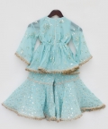 Blue Embroidery Kurti Sharara