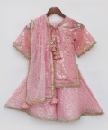 Peach Sequence Embroidery Kurti Sharara