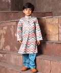 Blue Zik Zak Kurta with Pant