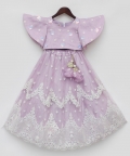 Lilac Embroidred Crop Top Lehenga