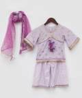 Lilac Embroidered Kurti with Sharara