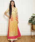 Yellow Bandhaj Kurti with Crinkle Skirt