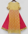 Yellow Bandhaj Kurti with Crinkle Skirt
