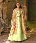 Green Anarkali Pant with Printed Cape