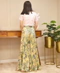 Baby Pink Crop Top With Printed Pant