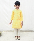 Orange Bandhej Achkan Set