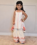 Off White Embroidered Kurti Sharara Set