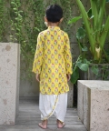 Yellow Printed Kurta Dhoti Set