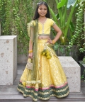 Yellow Boti Choli With Lehenga And Dupatta