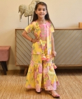 Pink Embroidery Top With Printed Sharara