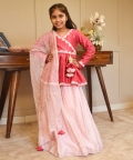 Pink Peplum Top With Lehenga