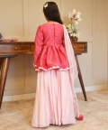 Pink Peplum Top With Lehenga
