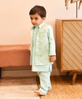 Blue Embroidered Nehru Jacket Set