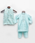 Blue Embroidered Nehru Jacket Set