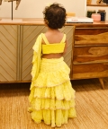 Yellow Sequin Foil Printed Saree