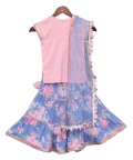 Pink Kurti with Printed Sharara