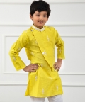 Flap Style Yellow Kurta With Pyjama