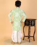 Floral Thread Embroidered Green Kurta And Dhoti