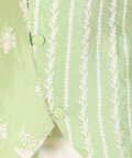 Floral Thread Embroidered Green Kurta And Dhoti